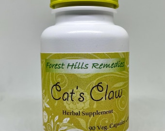 Cat's Claw Vegan Kosher Halal Capsule, Uncaria tomentosa, Bark Powder, Free shipping in the US, No additive, Freshly made to orders