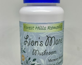 Organic Lion's Mane Mushroom, Vegan Kosher Halal Capsules, 450 mg, Free Shipping, No Additives, Fresh made to orders