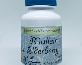 Mullein and Elderberry, Vegan, Kosher, Halal Capsules, Freshly Made to Orders, Pure Herbals, No Additives, Retail and Wholesale
