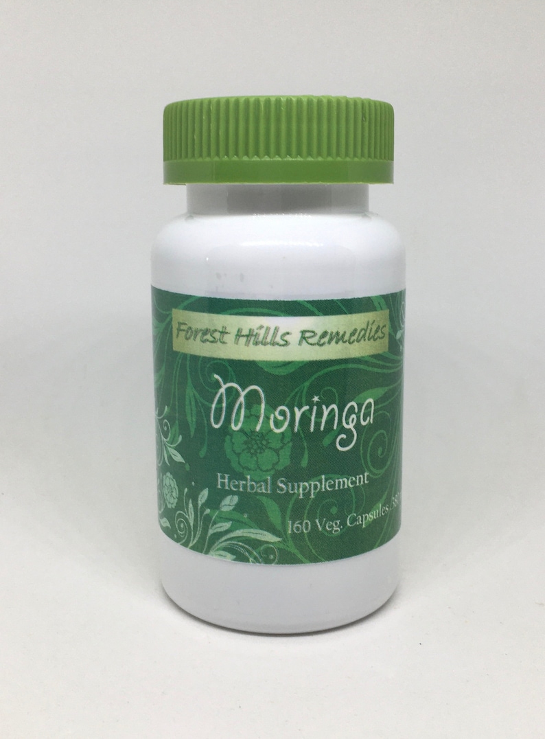 Organic Moringa Leaf Powder Vegan Capsules, 100% Pure, Retail and Wholesale image 1