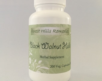 Black Walnut Hulls Vegan Capsules, Retail and Wholesale