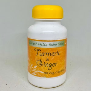 Turmeric & Ginger Vegan Kosher Halal Capsules, 550 mg, Organic Ingredients, Retail and Wholesale