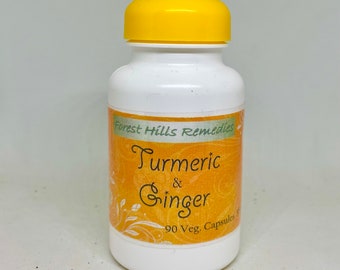 Kurkuma en gember Veganistische koosjer halalcapsules, 550 mg, biologische ingrediënten, detailhandel en groothandel
