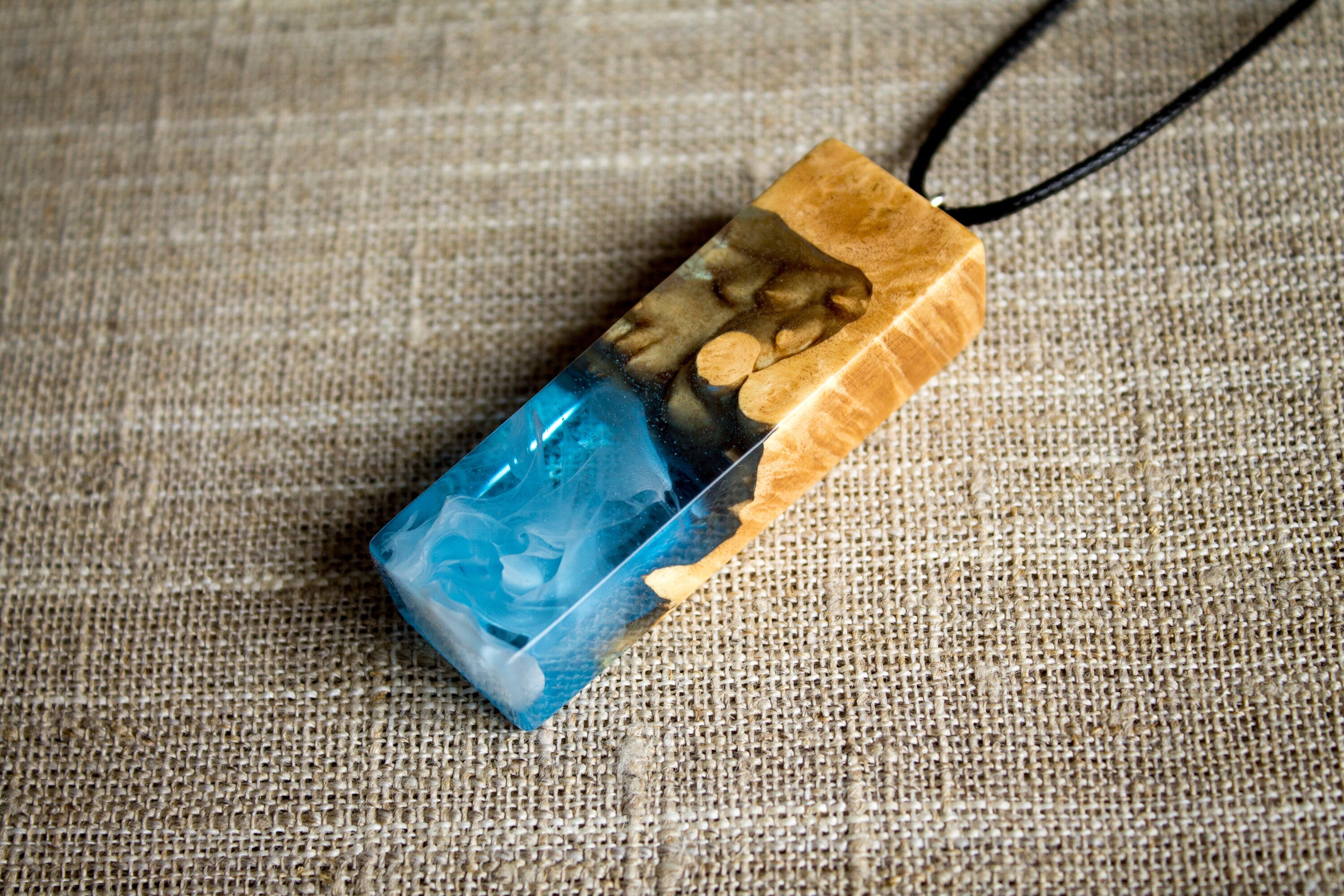 Mens wooden jewelry Resin Necklace Wood Pendant Gift for Etsy