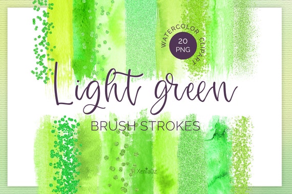 Download Light Green Brush Strokes Clipart Watercolor Clipart Paint Etsy