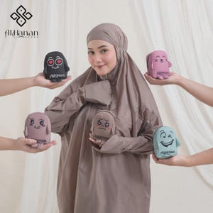 Alhanan Daily Travel Mukena – Mini Pouch, 2-in-1 Prayer Outfit, Premium Korean Parachute