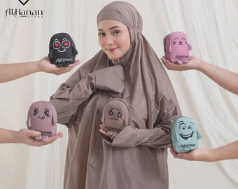 Alhanan Daily Travel Mukena – Mini Pouch, 2-in-1 Prayer Outfit, Premium Korean Parachute