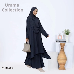 Conjunto Abaya Khimar para Haji e Umrah - Vestido muçulmano modesto - tom de terra - Roupa islâmica para mulheres - Abaya/vestido elegante - Presente para ela