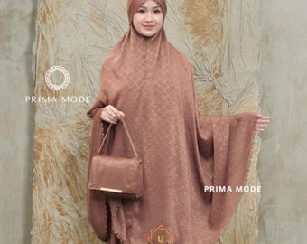 Santorini Silk Mukena 3-in-1 with Lasercut – Luxury Muslim Prayer Outfit for Women