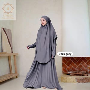 Conjunto Abaya Khimar para Haji e Umrah - Vestido muçulmano modesto - tom de terra - Roupa islâmica para mulheres - Abaya/vestido elegante - Presente para ela