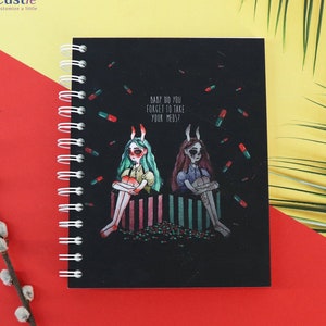 Dark Drawing artbook for teens. Hardcover Personalized Notebook, Black Soft Dark Paper. Custle Thick Sketchbook, Custom Design. MEDS