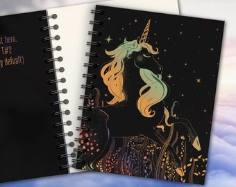 Rainbow Unicorn, Notebook, Planner, Agenda. Planner 2024. Custle Sketchbook, Artbook with colored pages. Magic author's illustration UNICORN