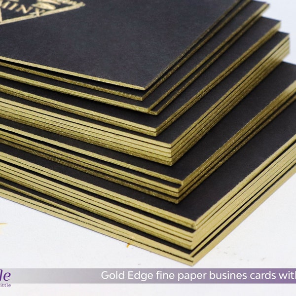 Gold Edge Business Cards. Thick high quality cardboard, foil stamping in different colors