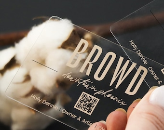 Clear Transparent Business Cards with silkscreen printing. Plastic PVC bcards, huge selection of print colors