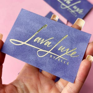 Velvet business cards, embossed luxury letterpress hot stamp corduroy paper, personalized custom suede cardboard gold small branding black