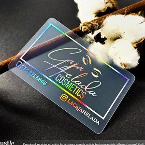 Biglietti da visita satinati, biglietti da visita olografici in plastica oro/argento, design personalizzato con codice QR, design personalizzato per appuntamento, biglietti da visita colorati