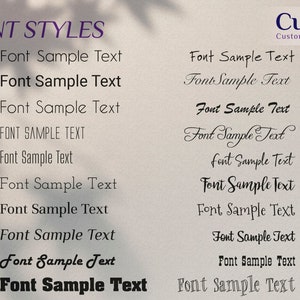K&ouml;nnte beinhalten: Ein Diagramm mit 20 verschiedenen Schriftarten, die jeweils den Text "Font Sample Text" zeigen. Die Schriftarten sind von F#01 bis F#20 nummeriert. Das Diagramm befindet sich auf einem hellvioletten Hintergrund.