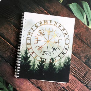 Notebook for studying runes, Beautiful viking design, Magic bujo, art style. Printed norse book Asgard, Custle custom agenda, RUNES JOURNAL