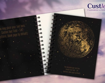 Full Moon Notebook, Astronomy Gold Planner 2024, Supermoon Undated comfortable Bujo, Daily, Weekly, Monthly, Yearly Custle Personalized Book