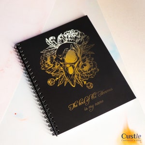 Notatnik z prawdziwej złotej folii | Szkicownik z czarnymi stronami | Pusty dziennik | Artbook, Album, Album ze zdjęciami | Spersonalizowana książka Custle | RAVEN SCULL