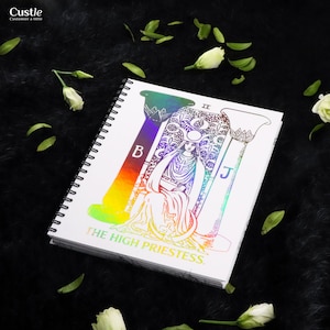 HET HOGEPRESTESS Notitieboek. Magische agenda, planner Custle Witch, gepersonaliseerd cadeau voor tarotliefhebber, hardcover stijl gouden Bujo