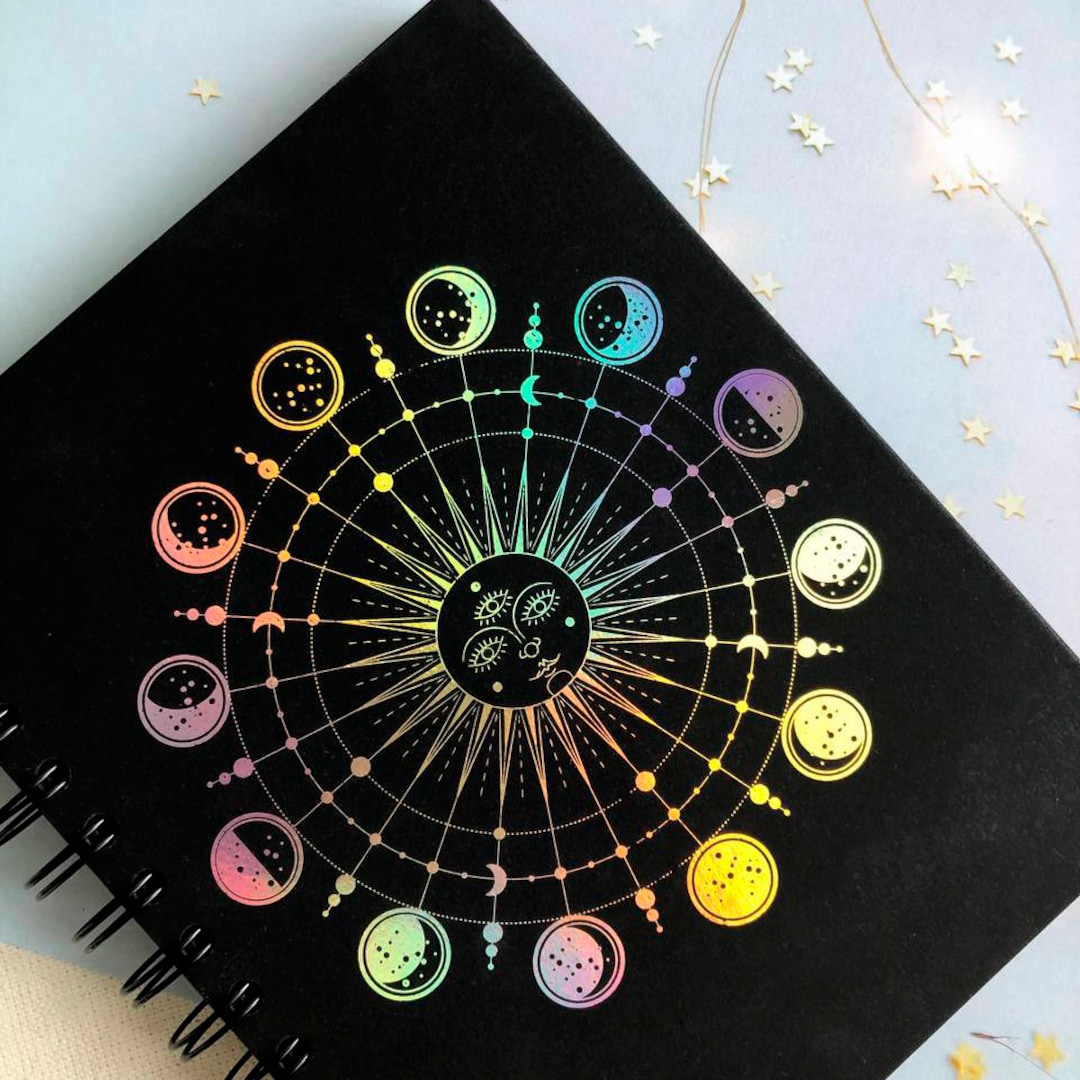 Lunar Phases Notebook, Black Paper Sketchbook, Hardcover Artbook - Etsy