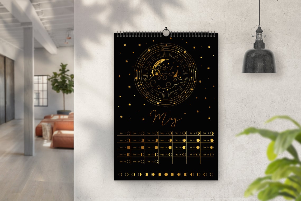 Mondphasen Kalender 2023 Nordhalbkugel A4 MondZyklus Kunst - Etsy 