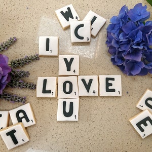 Letter biscuits/name biscuits/edible scrabble/alphabet biscuits/personalised biscuits/Wedding favours/party favours/message biscuit/scrabble image 4