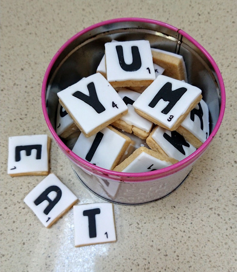 Letter biscuits/name biscuits/edible scrabble/alphabet biscuits/personalised biscuits/Wedding favours/party favours/message biscuit/scrabble image 1