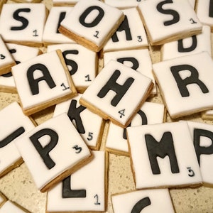 Letter biscuits/name biscuits/edible scrabble/alphabet biscuits/personalised biscuits/Wedding favours/party favours/message biscuit/scrabble image 3