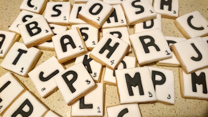 Letter biscuits/name biscuits/edible scrabble/alphabet biscuits/personalised biscuits/Wedding favours/party favours/message biscuit/scrabble image 3