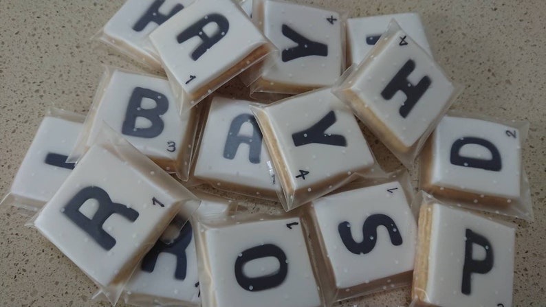 Letter biscuits/name biscuits/edible scrabble/alphabet biscuits/personalised biscuits/Wedding favours/party favours/message biscuit/scrabble image 7