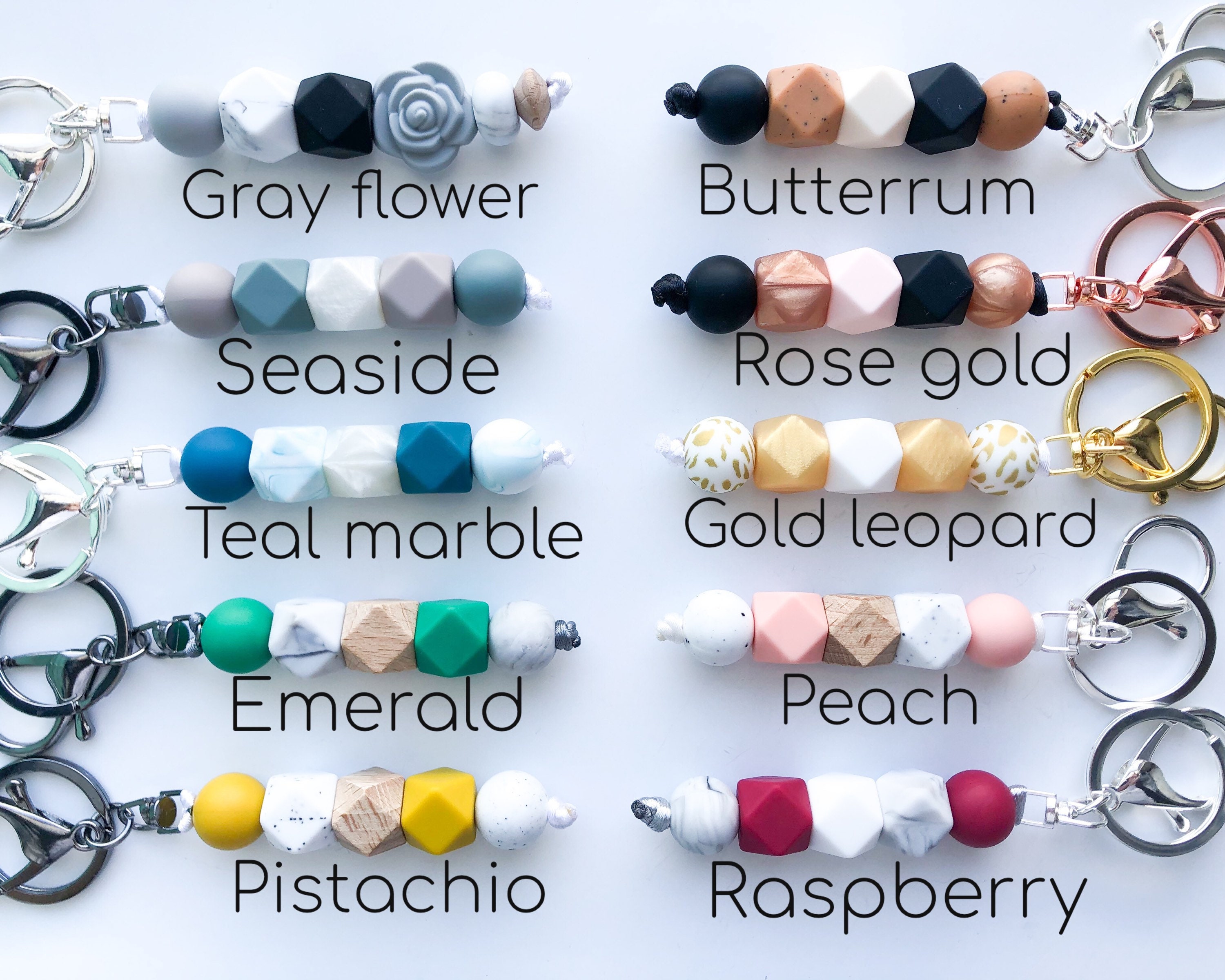 Silicone and Wood Bead Keychain Beaded Keychain With Clip Etsy Australia