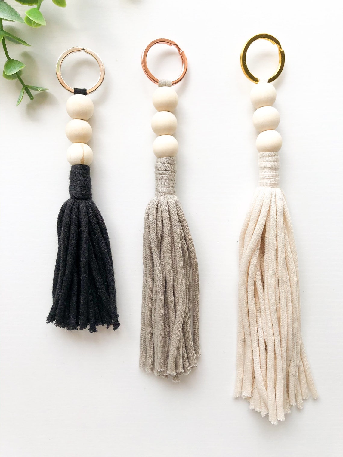 Boho Tassel Yarn Keychain Minimalist Keychain Boho Etsy