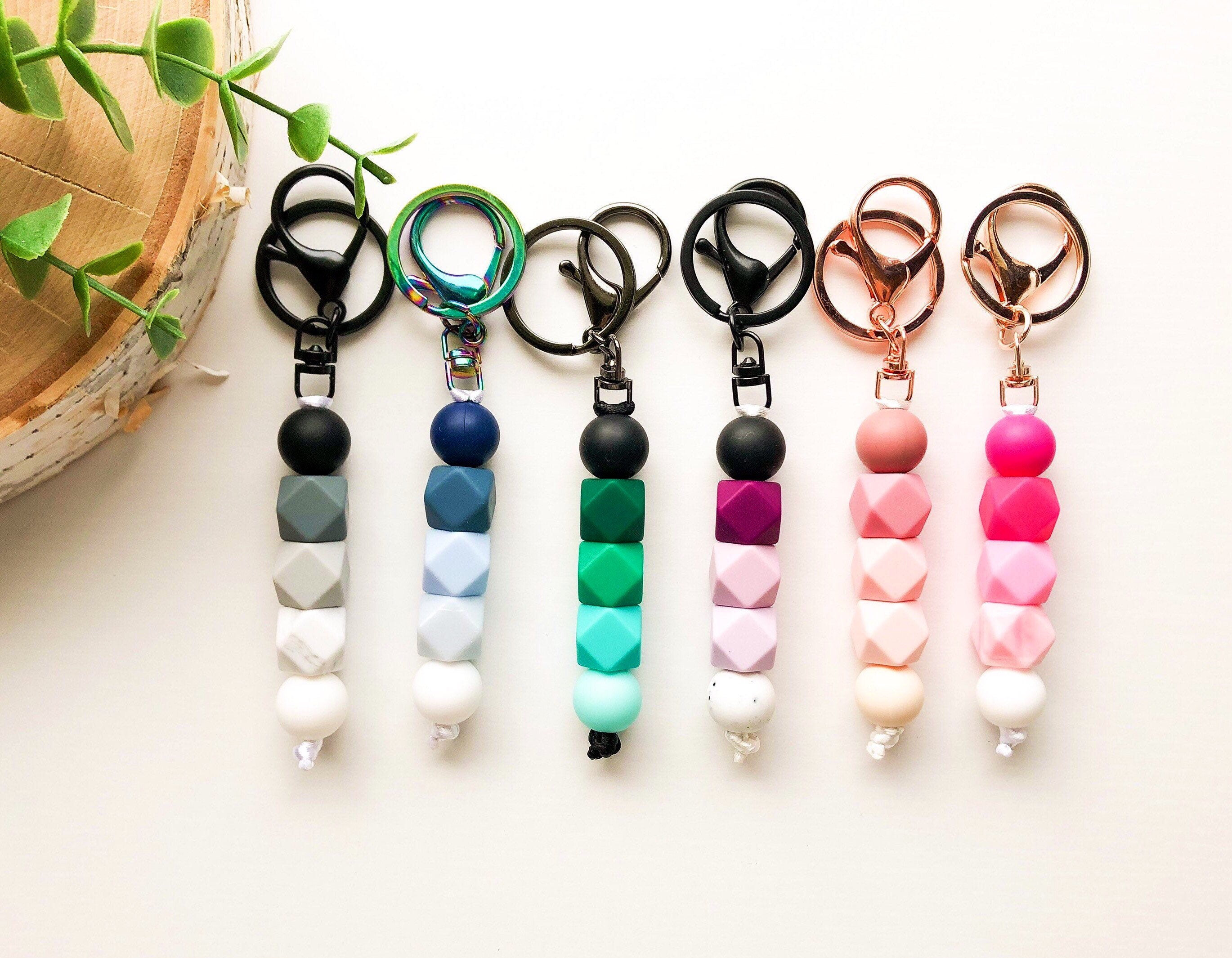 Ombré Gradient Silicone Bead Keychain Beaded Keychain With - Etsy