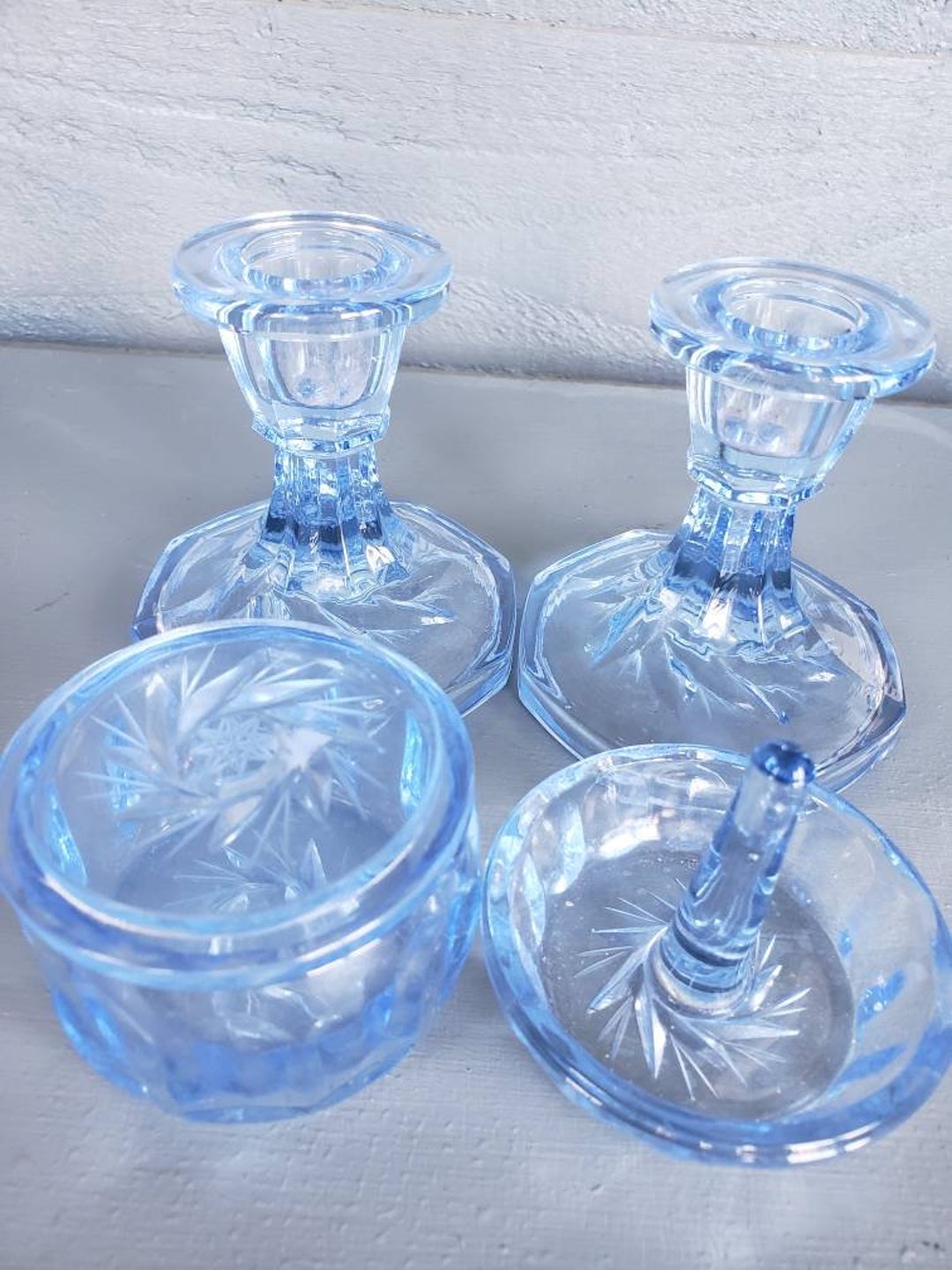 Vintage Art Deco Blue Dressing Table Set Including Etsy UK