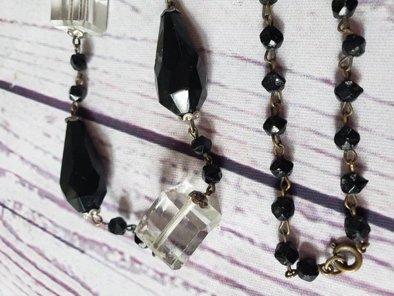 Vintage clear glass and black colour necklace - image 2