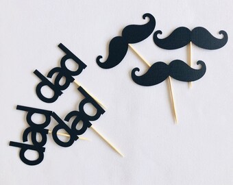 Dad Moustache Cupcake Topper, Cupcake Pick, Dad Birthday Decor, Cake Picks, 1st Fathers Day Decorations, Cake decor, Party Supplies