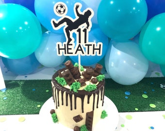 Soccer Cake Topper, Football cake topper, Personalised Custom Soccer Birthday Cake Decoration, Age Topper, Sport Name Cake Topper