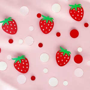 Confettis Aux Fraises, Décorations De Fête Aux Fraises, Dispersion Fraise Pour Fête D'anniversaire, Arrosage De Table, Fête D'anniversaire Aux Fraises, Vaisselle