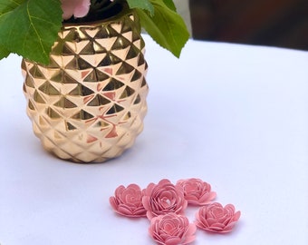 Rolled Paper Flowers, Pink Paper Decorations, Flower Confetti, Wedding Table Decor, Paper Roses, Table Scatters, Embellishments
