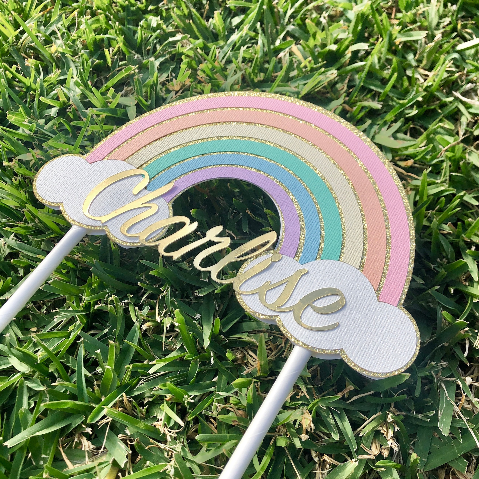 Pastel Rainbow Cake Topper Rainbow cake topper Personalised Etsy