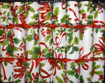 Robin Reed Bows & Berries Holiday Crackers - Bundle Of 12 Christmas Party Crackers