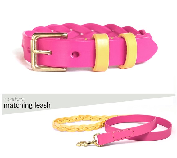 pink leather dog leash