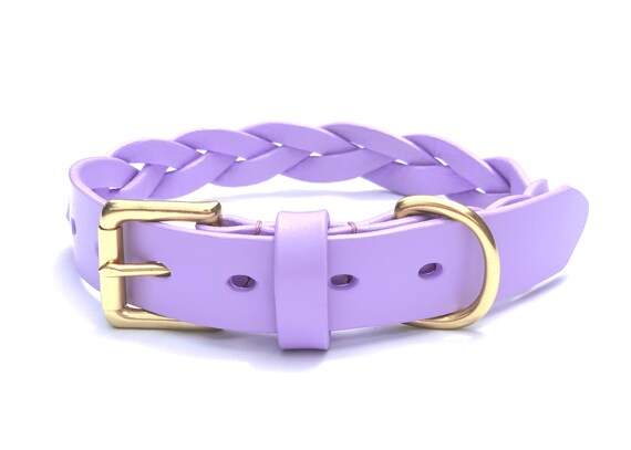 lilac leather dog collar