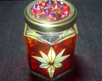 Crystal Christmas Star Stained Glass Jar, Christmas Decoration, Gifts for Nan, Star Glasses, Christmas Gift, Swarovski Home Decor, Xmas