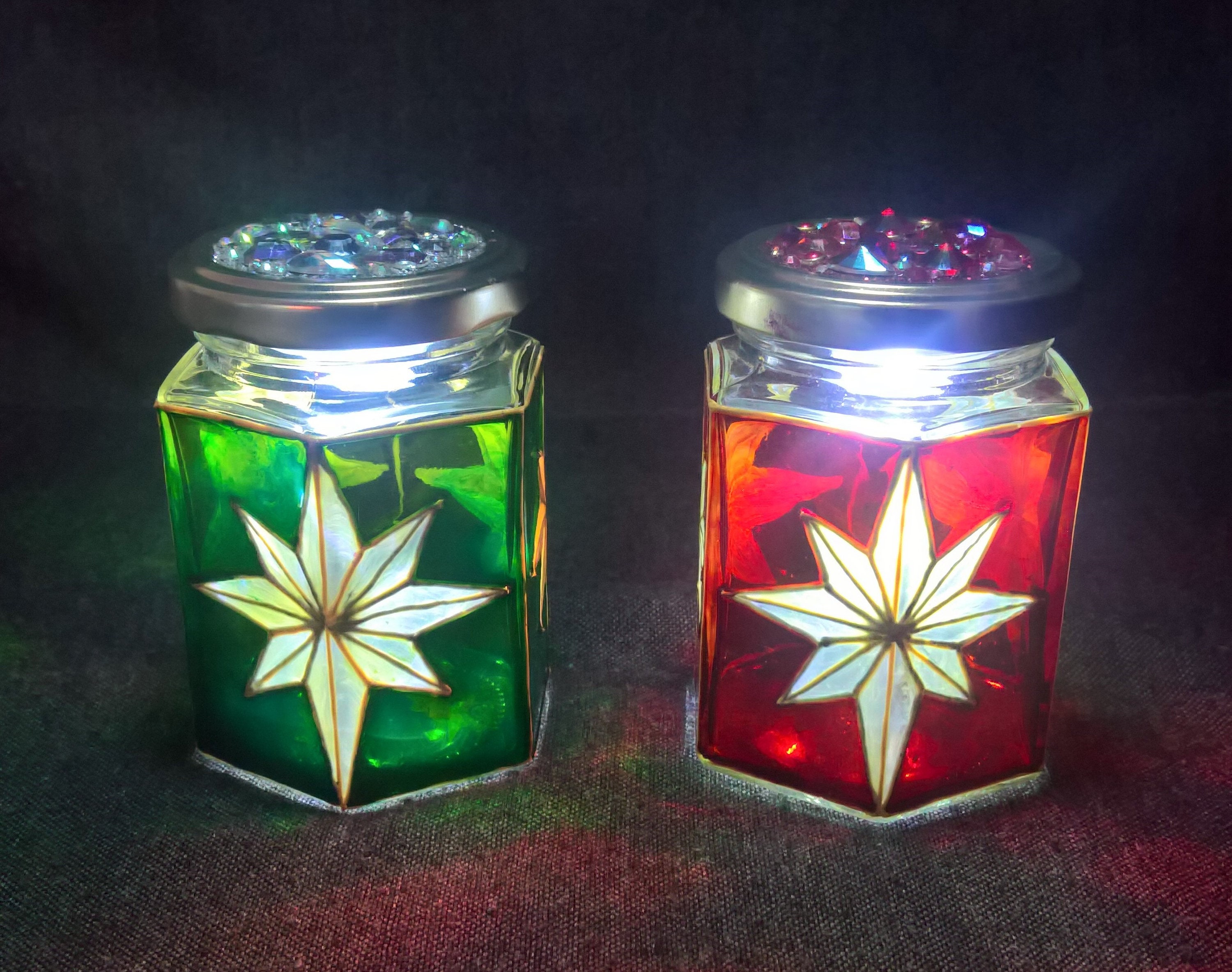 Swarovski Christmas Star Stained Glass Jar Christmas - Etsy UK