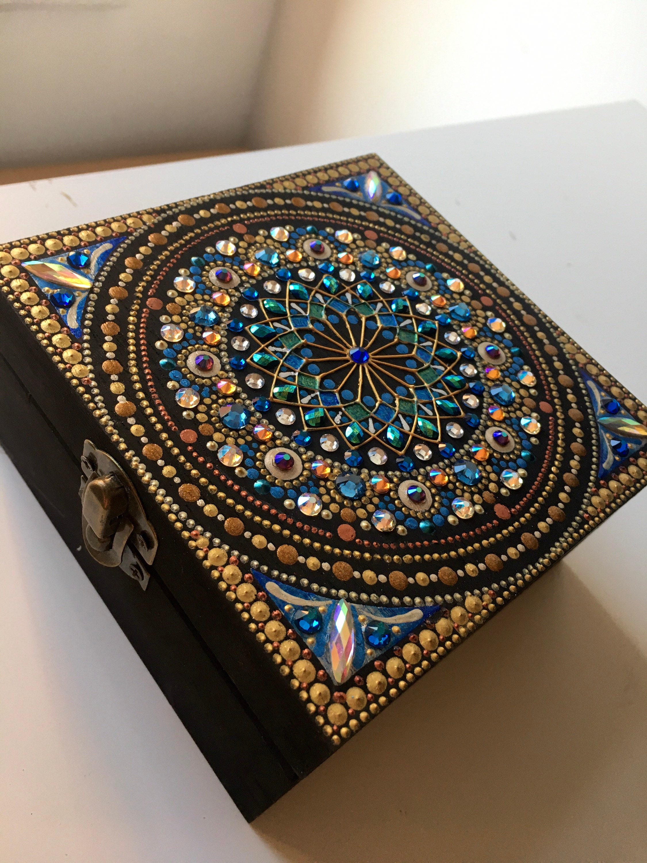 Mini Blue Dot Mandala Box Bling Storage Box Jewellery Box Etsy