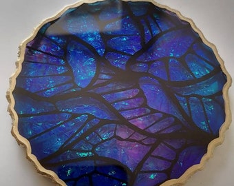 Adonis Butterfly Resin Coaster: Holographic Geode Decor