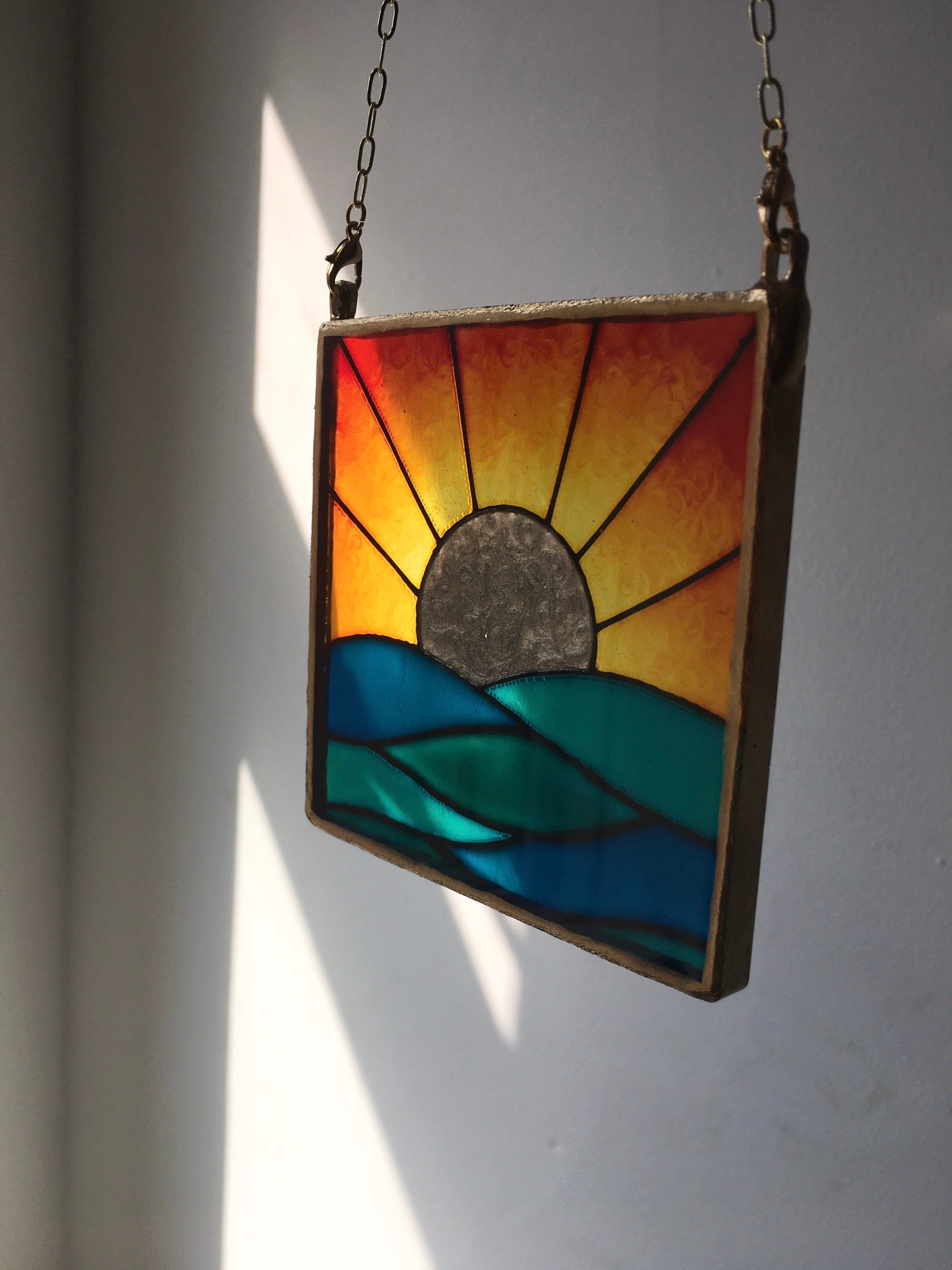 Faux Stained Glass Resin Art Sunset Stained Glass Etsy